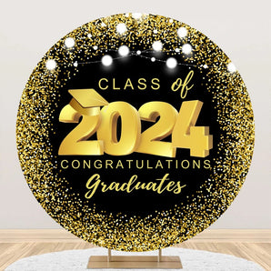 Mocsicka Class of 2024 Congratulations Graduates Party Round Backdrop Cover