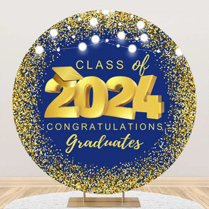 Mocsicka Class of 2024 Congratulations Graduates Party Round Backdrop Cover