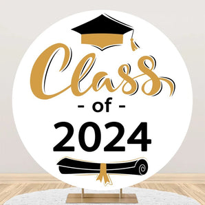 Mocsicka Class of 2024 Round Backdrop Cover for Graduation Party