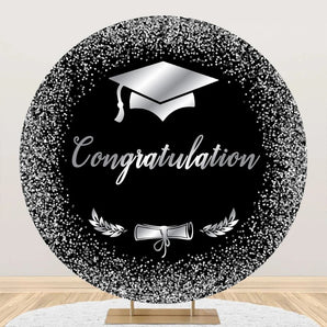 Mocsicka Bachelor Cap Congratulation Grad Round Backdrop Cover for Graduation Party