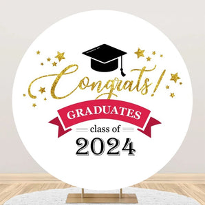 Mocsicka Congrats Graduates Class of 2024 Round Backdrop Cover
