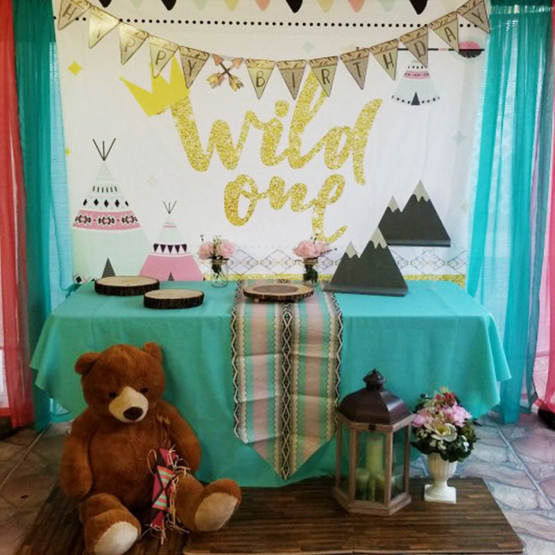 Mocsicka Wild One Backdrop 1st Birthday Party Baby Shower Backdrops-Mocsicka Party