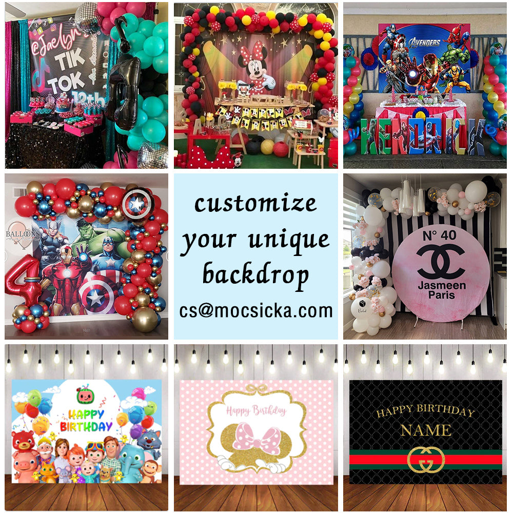 Mocsicka Custom Cotton and Vinyl Backdrop for Theme Party Decoration