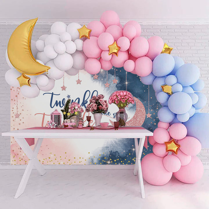 Mocsicka Twinkle Little Star Baby Shower Party Banner and Balloon kit