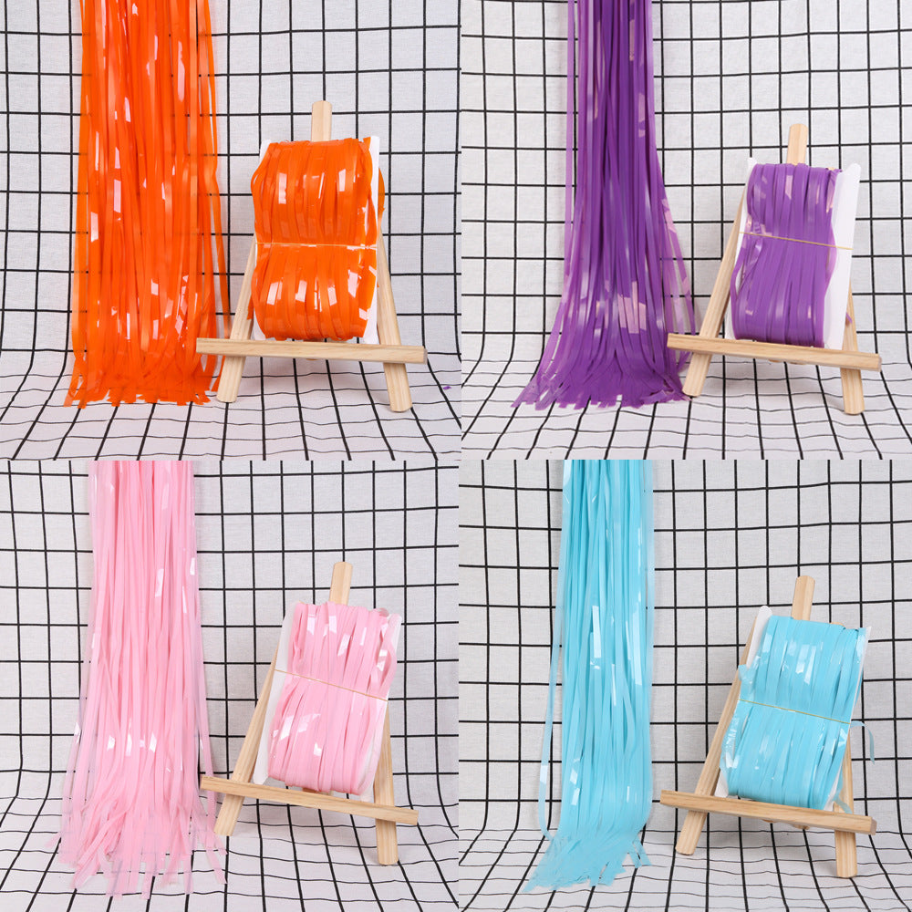 Mocsicka 2 Pieces Macaron Solid Color Fringe Curtains Party Decorations Metallic Tinsel Curtain-Mocsicka Party