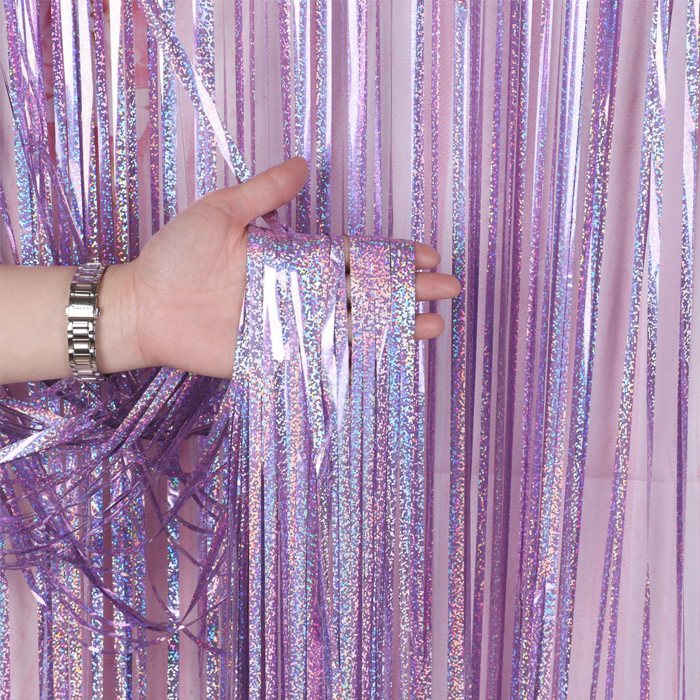 Mocsicka 2 Pieces Glitter Foil Fringe Curtains Party Decorations Metallic Tinsel Curtain-Mocsicka Party