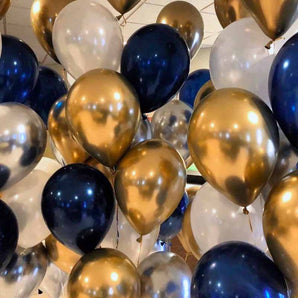 Mocsicka 10 Inch 12 Inch Ink Blue Latex Balloon Starry Night Blue and Gold Decoration Balloons