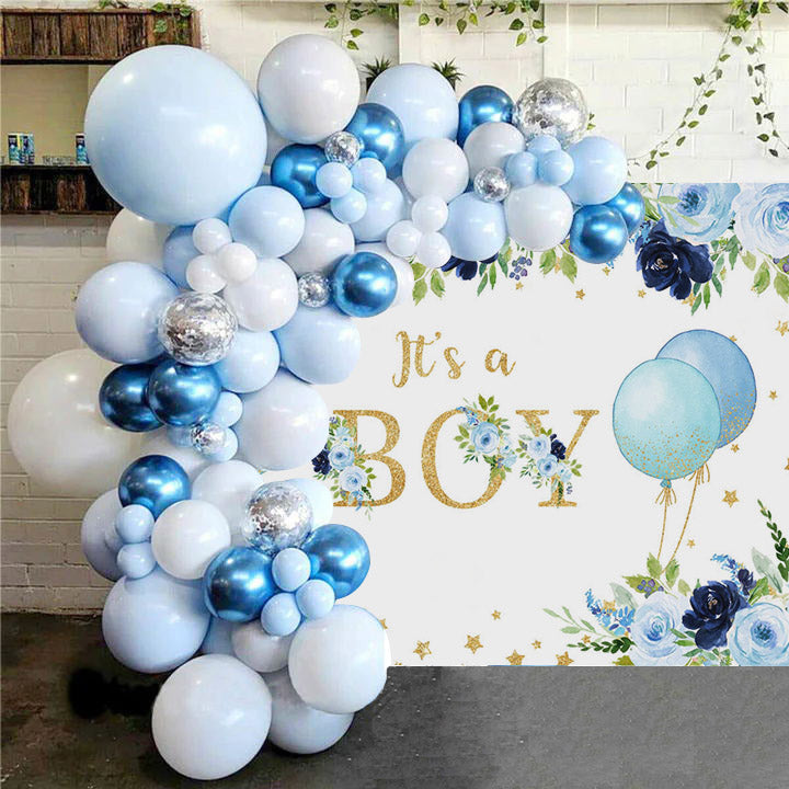 Mocsicka It's a Boy Balloons Baby Shower Party 7x5ft Banners and 107pc ...