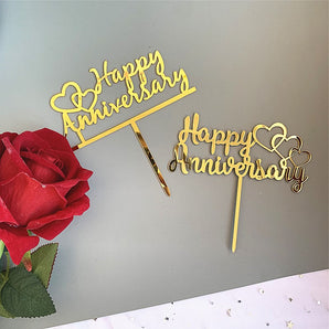 Mocsicka 10 Pics Happy Anniversary Cake Topper Cake Decoration Supplies