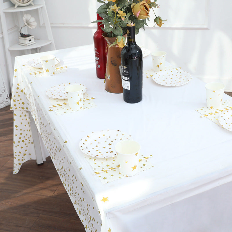 Mocsicka Party Gold Star Print Tablecloths 137¡Á274cm-Mocsicka Party