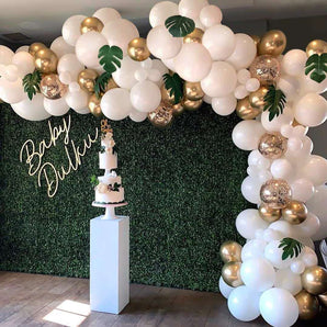 Mocsicka Balloon Arch 96Pcs White Gold Confetti and Metal Latex Balloons-Mocsicka Party