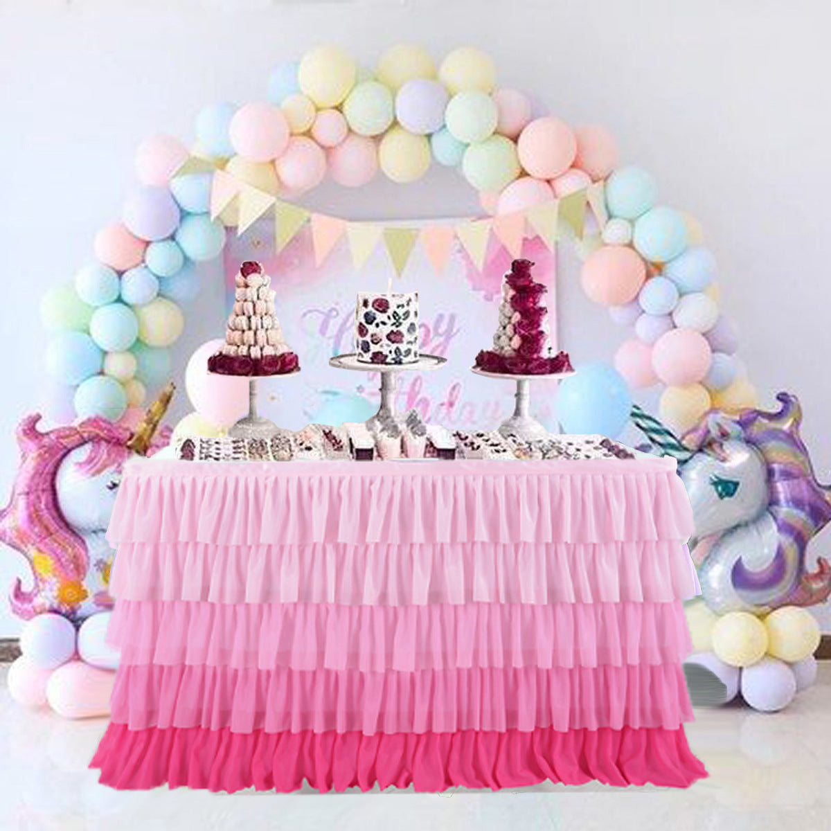 Mocsicka  Table Skirt Dessert Table Decorations 275×77cm