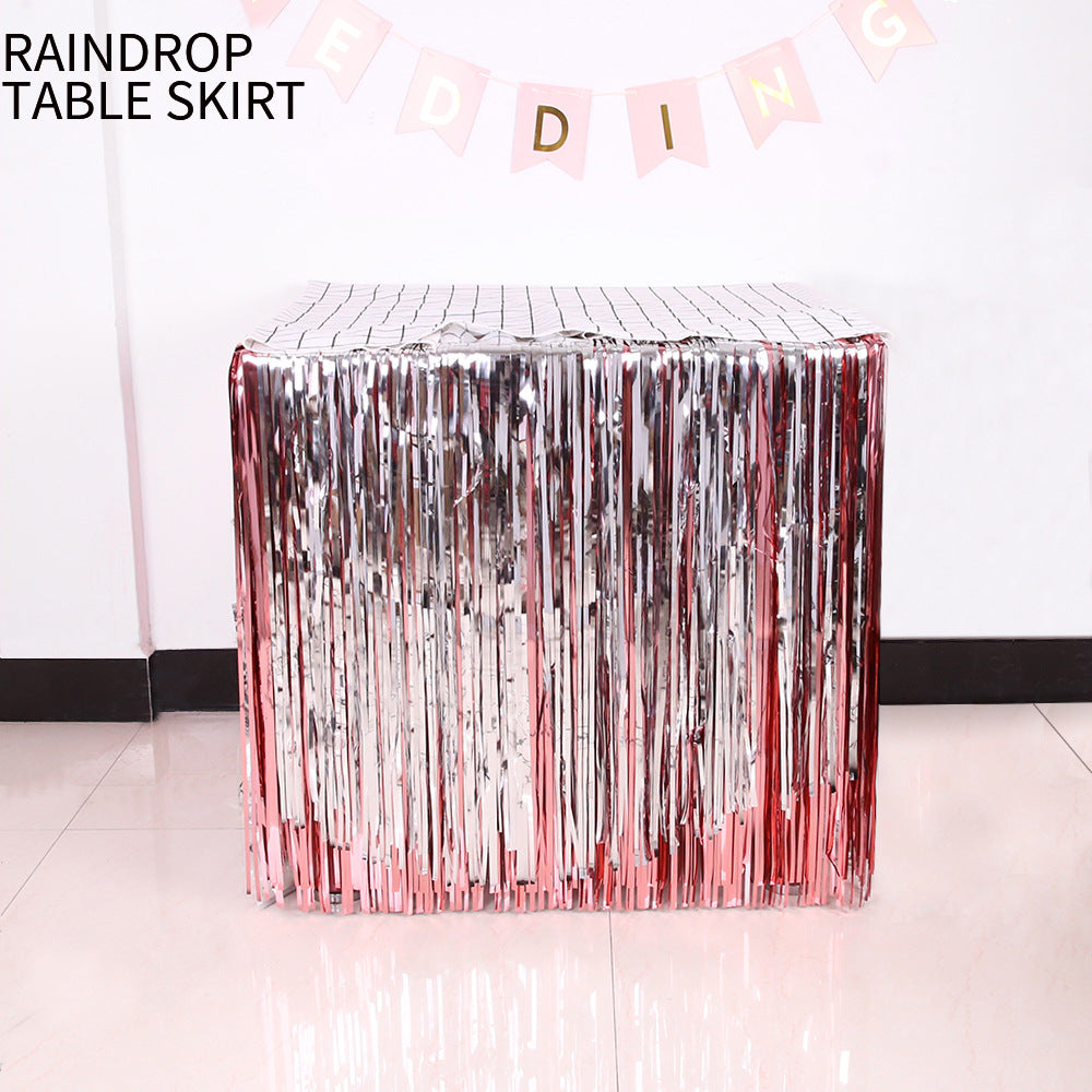 Mocsicka 2 pcs Foil Fringed Table Skirt Dessert Table Decorations-Mocsicka Party