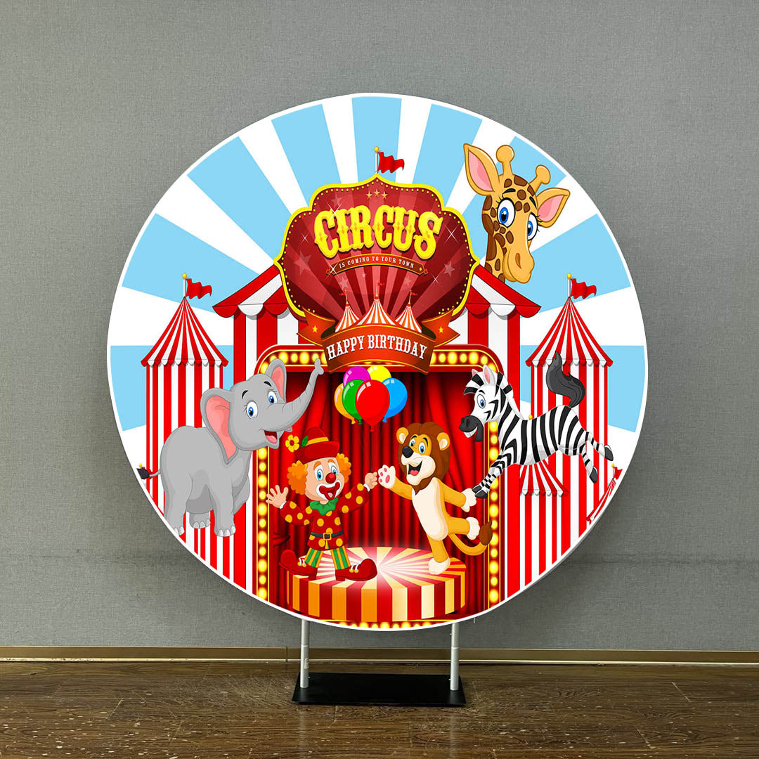 Mocsicka Circus Fun Fair Happy Birthday Round Cover-Mocsicka Party