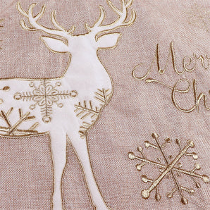Mocsicka Party 48 inch golden white deer linen tree skirt Christmas Decor