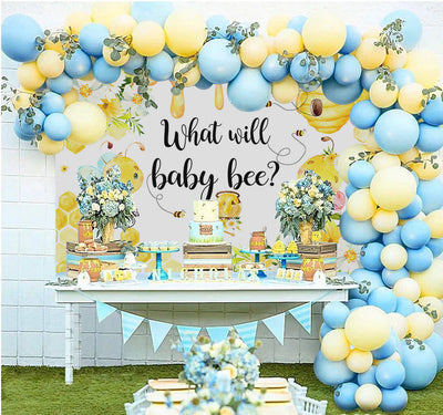 Mocsicka Little Honey Bee and Flowers Baby Shower Backdrop and Balloon Kit-Mocsicka Party