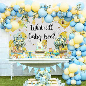 Mocsicka Little Honey Bee and Flowers Baby Shower Backdrop and Balloon Kit-Mocsicka Party