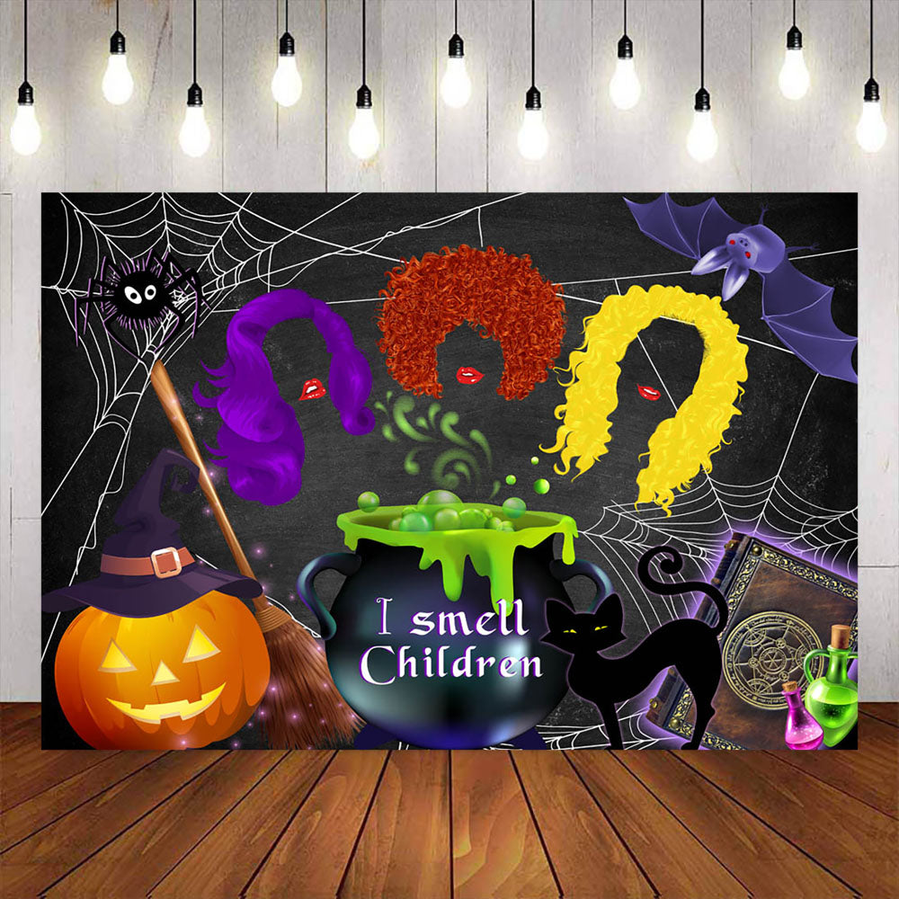 Mocsicka Witch Sisters Backdrop Happy Halloween Background-Mocsicka Party