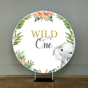 Mocsicka Plam Leaves Wild One Elephant Round Cover