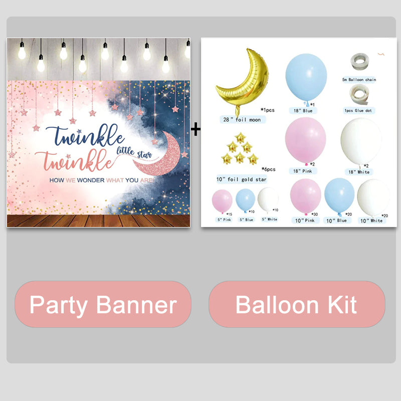 Mocsicka Twinkle Little Star Baby Shower Party Banner and Balloon kit-Mocsicka Party
