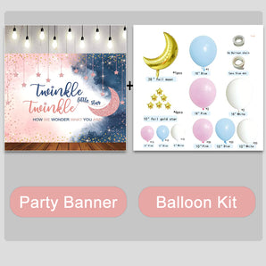 Mocsicka Twinkle Little Star Baby Shower Party Banner and Balloon kit-Mocsicka Party