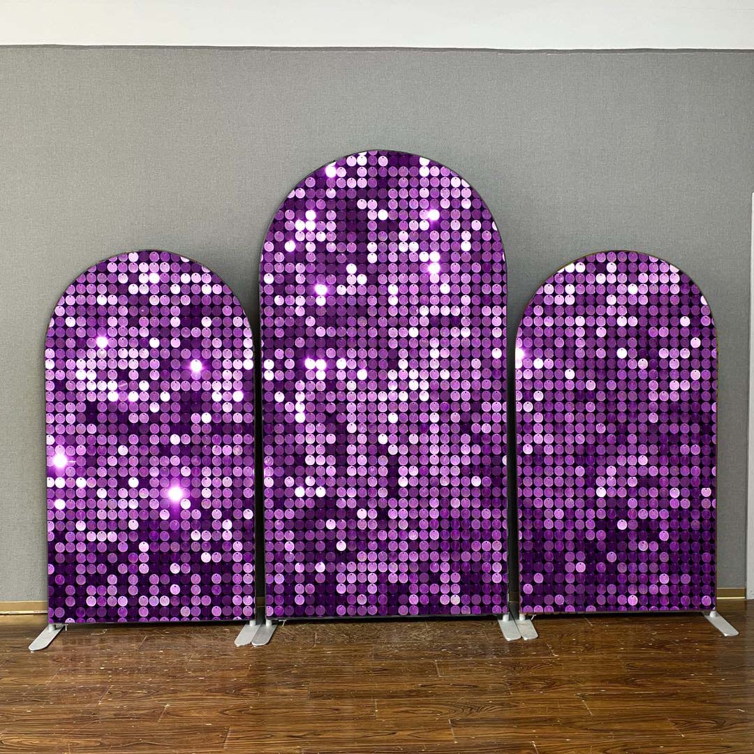 Mocsicka Glitter Purple Double-printed Chiara Fabric Cover Backdrop for Party-Mocsicka Party