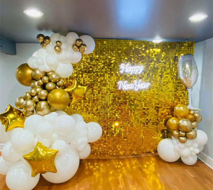 Mocsicka Square Golden Shimmer Wall Panels Easy Setup-Mocsicka Party