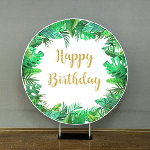 Mocsicka Plam Leaves Happy Birthday Custom Round Cover-Mocsicka Party