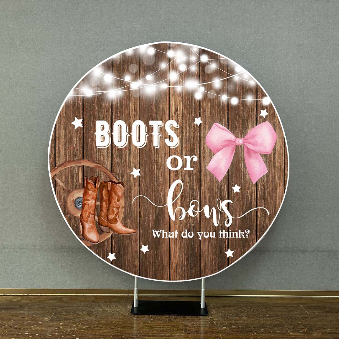 Mocsicka Boots or Bows Gender Reveal Party Round Cover