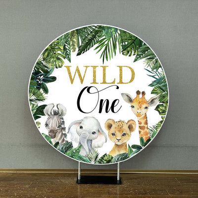 Mocsicka Wild One Plam Leaves Little Animals Round Cover-Mocsicka Party