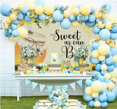Mocsicka Little Honey Bee Sunflowers Baby Shower Backdrop and Balloon Kit-Mocsicka Party