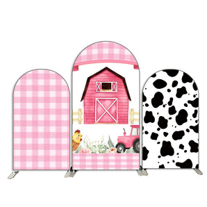 Mocsicka Pink Cow Double-printed Chiara Cover Backdrop for Birthday-Mocsicka Party