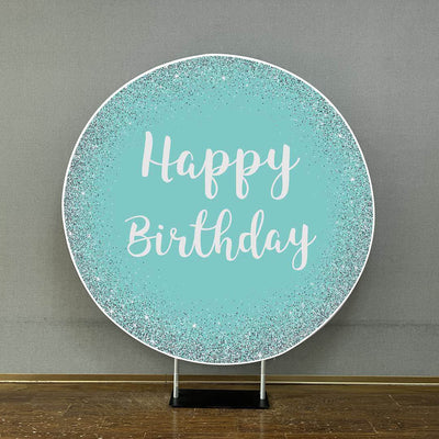 Mocsicka Green and Sliver Dots Happy Birthday Round Cover-Mocsicka Party