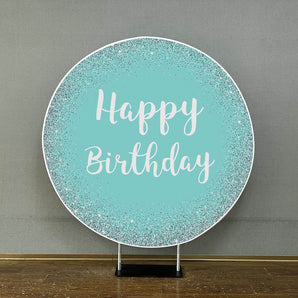 Mocsicka Green and Sliver Dots Happy Birthday Round Cover-Mocsicka Party