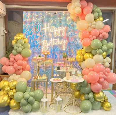 [Only Ship To U.S] Mocsicka Colored Square Silver Shimmer Wall Panels Easy Setup-Mocsicka Party