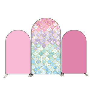 Mocsicka Pink Mermaid Double-printed Chiara Cover Backdrop for Birthday-Mocsicka Party