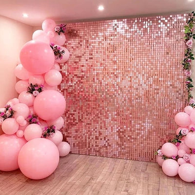 Mocsicka Square Pink Shimmer Wall Panels Easy Setup-Mocsicka Party