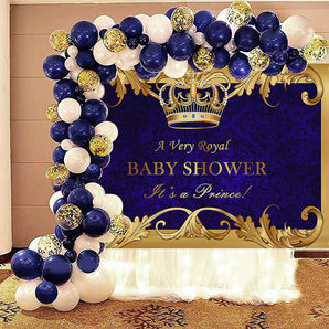Mocsicka It's a Prince Purple Golden Background Royal Boy Baby Shower Backdrop and Balloon kit-Mocsicka Party