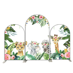 Mocsicka Safari Animal Double-printed Chiara Cover Backdrop for Birthday-Mocsicka Party