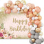 Mocsicka Golden Dots and Flowers Happy Birthday Backdrop and Balloon kit-Mocsicka Party