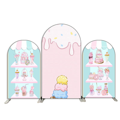 Mocsicka Ice Cream Double-printed Chiara Cover Backdrop for Birthday-Mocsicka Party