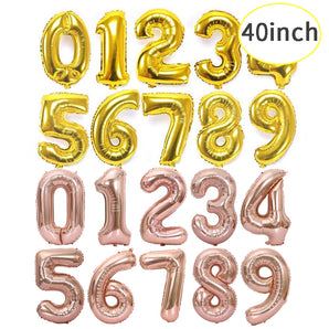 Mocsicka party 40 Inch Gold and pink Digit Helium Foil Birthday Party Balloons-Mocsicka Party