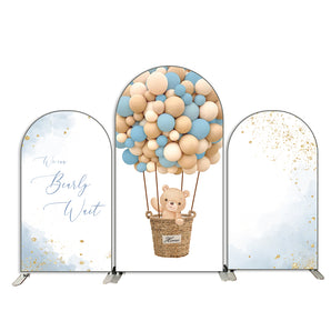 Mocsicka Hot Air Balloon Bear Double-printed Chiara Cover Backdrop for Birthday-Mocsicka Party