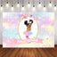 Mocsicka Unicorn Girl Happy Birthday Party Decor Shining Dots Colorful Flowers Backdrop-Mocsicka Party