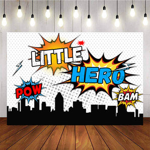 Mocsicka Little Hero Birthday Party Supplies City Night Buildings Backdrop-Mocsicka Party