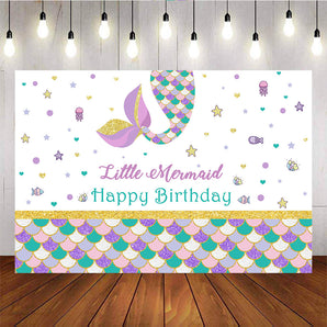 Mocsicka Mermaid Theme Happy Birthday Party Props Fish Scale Glare Backdrop-Mocsicka Party
