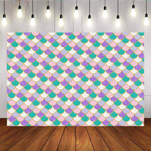 Mocsicka Beautiful Mermaid Scale Glare Backdrop Custom Birthday Party Decor-Mocsicka Party