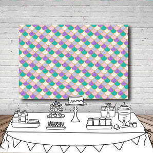 Mocsicka Beautiful Mermaid Scale Glare Backdrop Custom Birthday Party Decor