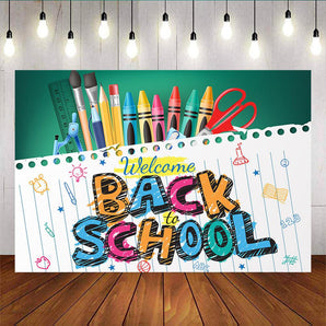 Mocsicka Back to School Backdrop Green Board and Watercolor Pen for Party Backdrops