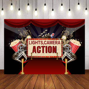 Mocsicka Hollywood VIP Photo Backdrops Lights Camera Action Red Carpet Background-Mocsicka Party